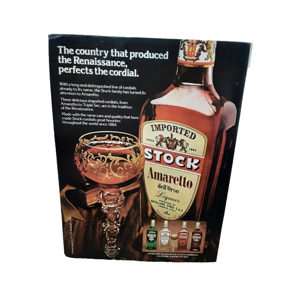 Vintage 1977 Print Ad Stock Amaretto Liqueur Cordials Original 1970s
